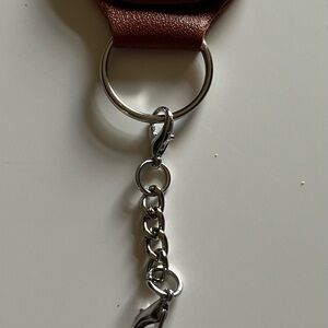 Brown Leather Keychain with trble clef charm